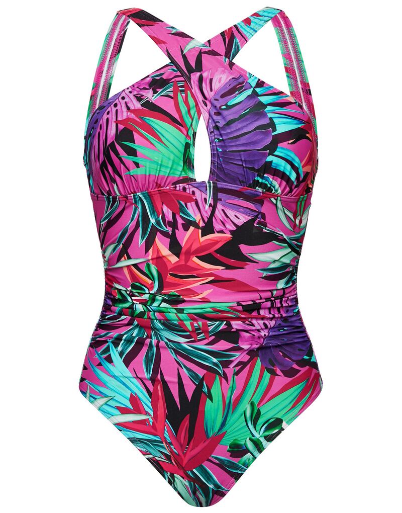Figleaves Bahama Palm Curve Wrap Neck Shaping Swimsuit (€40 at figleaves.co.uk)