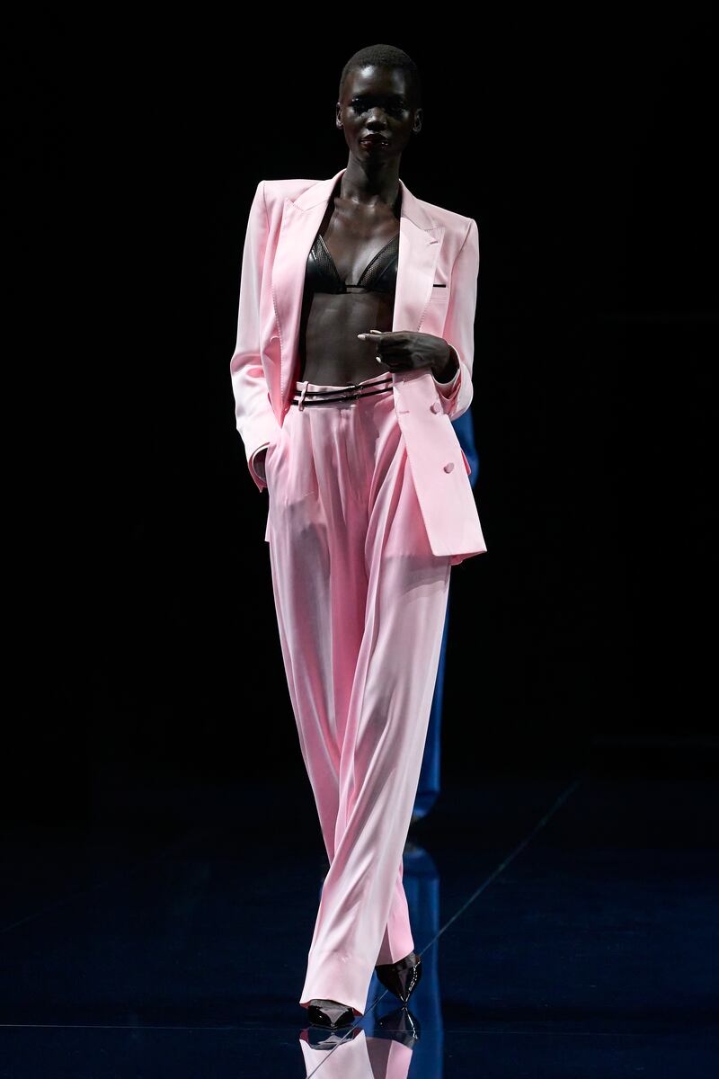 Pink trouser suit by Tom Ford