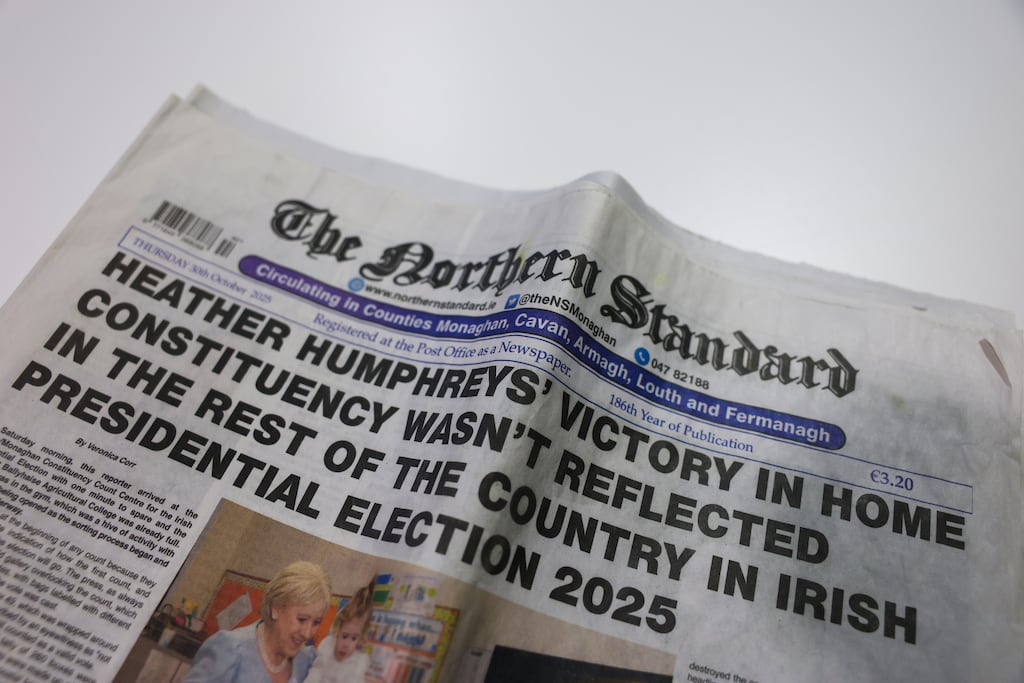 Front page of the Northern Standard which primarily covers Co Monaghan. Photograph: Enda O'Dowd