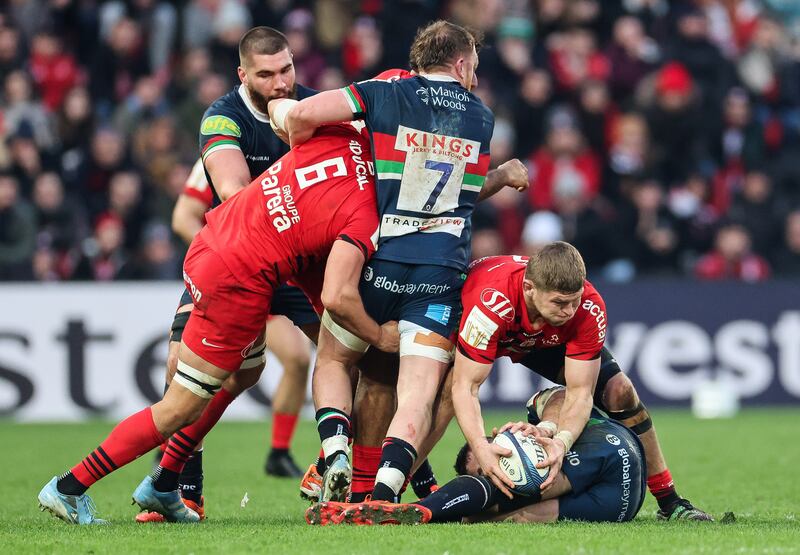 Toulouse vs Leicester Tigers: Stade Toulousain's Jack Willis attempts to win the ball at the breakdown in the Investec Champions Cup Round 4, at Toulouse, France, last January. 'Side-entry into the breakdown has been underlined and emphasised in block capitals - it must be sanctioned. That’s the first, key consideration.' Photograph: James Crombie/Inpho