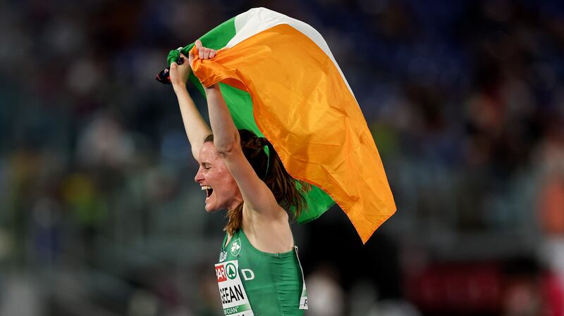 Ireland’s Ciara Mageean celebrates winning 1500m gold. Photograph: Morgan Treacy/Inpho
