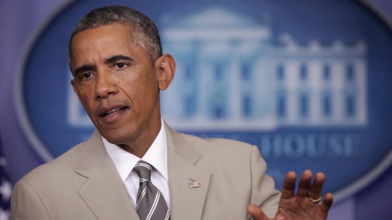 US president Barack Obama makes a statement at the White House yesterday. Photograph: Alex Wong/Getty Images