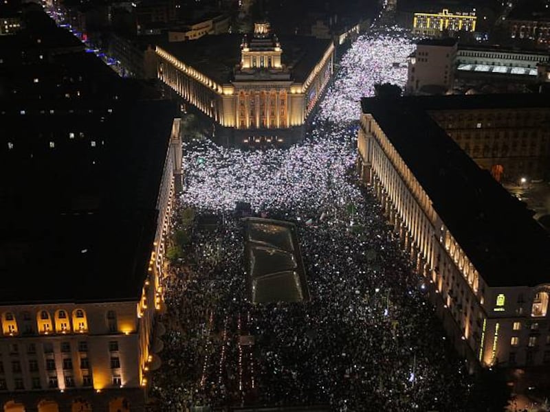 Tens of thosands of protesters gathered in central Sofia this week to demonstrate against the Buglarian government. Photograph: Dobrin Kashavelov/AFP/Getty Images