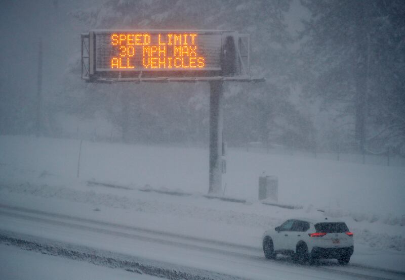 Residents have been urged to take shelter and stay off roads. Photograph: Jane Tyska/Bay Area News Group/AP