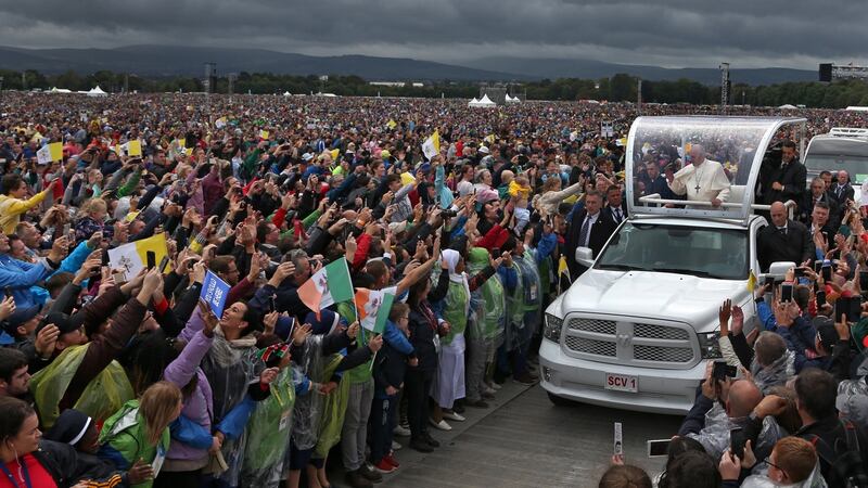 Pope Francis arriving at the Phoenix Park to say  Mass. Photograph:  Colin Keegan, Collins Dublin