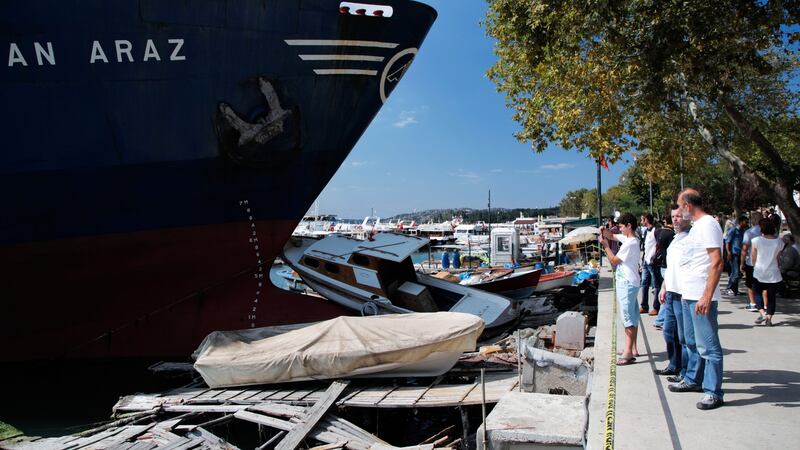 Cargo ship that crashed into the Beykoz pier while crossing the Bosphorus in Istanbul on September 6th, 2013. Photograph: Gurcan Ozturk/AFP/Getty