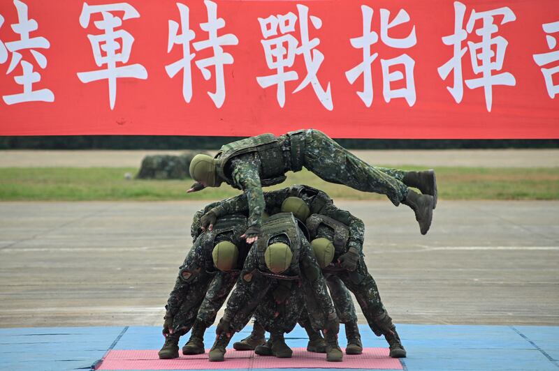 A Taiwanese special forces unit demonstrates its skills during a military event in 2023. Photograph: SAM YEH/AFP via Getty Images