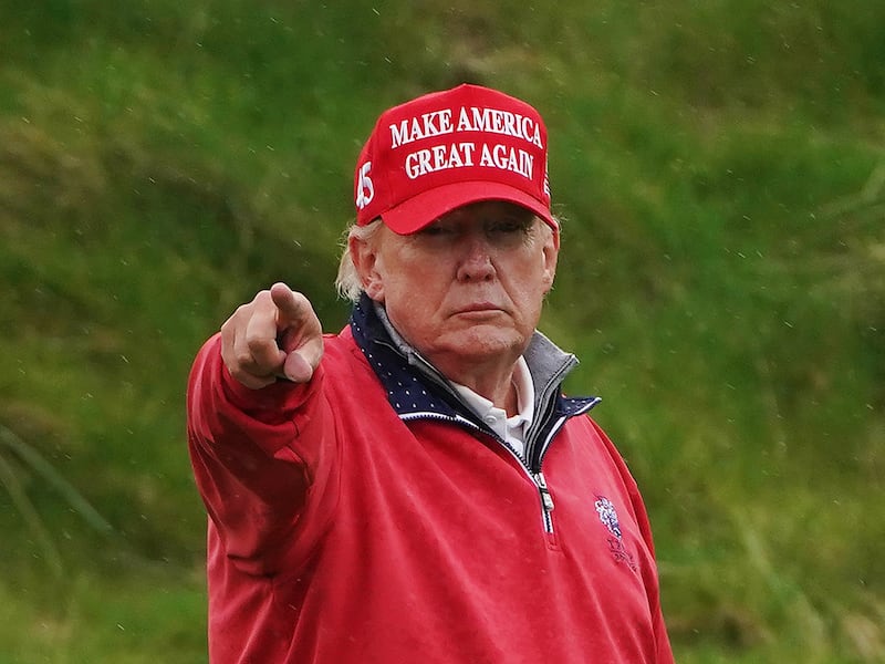 Donald Trump on the 15th green at Trump International Golf Links & Hotel in Doonbeg, Co Clare, during a 2023 visit. Photograph: Brian Lawless/PA Wire