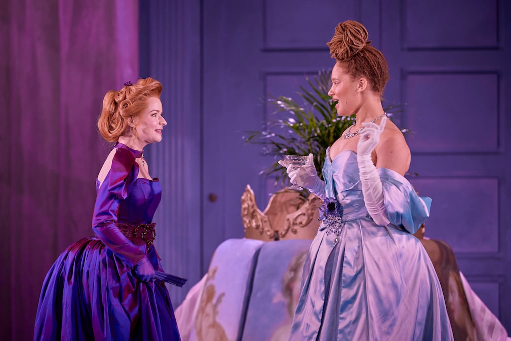 Caitríona Ennis and Ayoola Smart in An Ideal Husband at the Gate Theatre, with costumes designed by James McGlynn Seaver. Photograph: Ros Kavanagh