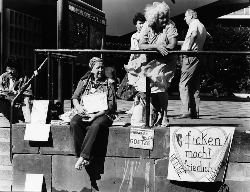 Helga Goetze demonstrating in Berlin in September 1990. Photograph: Uhlenhut/ullstein bild via Getty