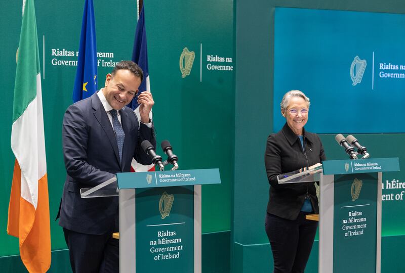 Taoiseach Leo Varadkar at press conference with French prime minister Élisabeth Borne. Photograph: Norma Burke/PA Wire