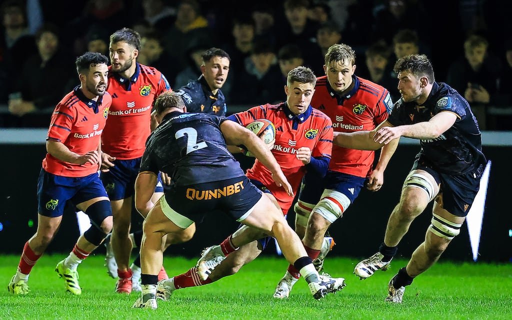 Jack Crowley of Munster during their BKT United Rugby Championship win over Ospreys. Photograph: Geraint Nicholas/©INPHO