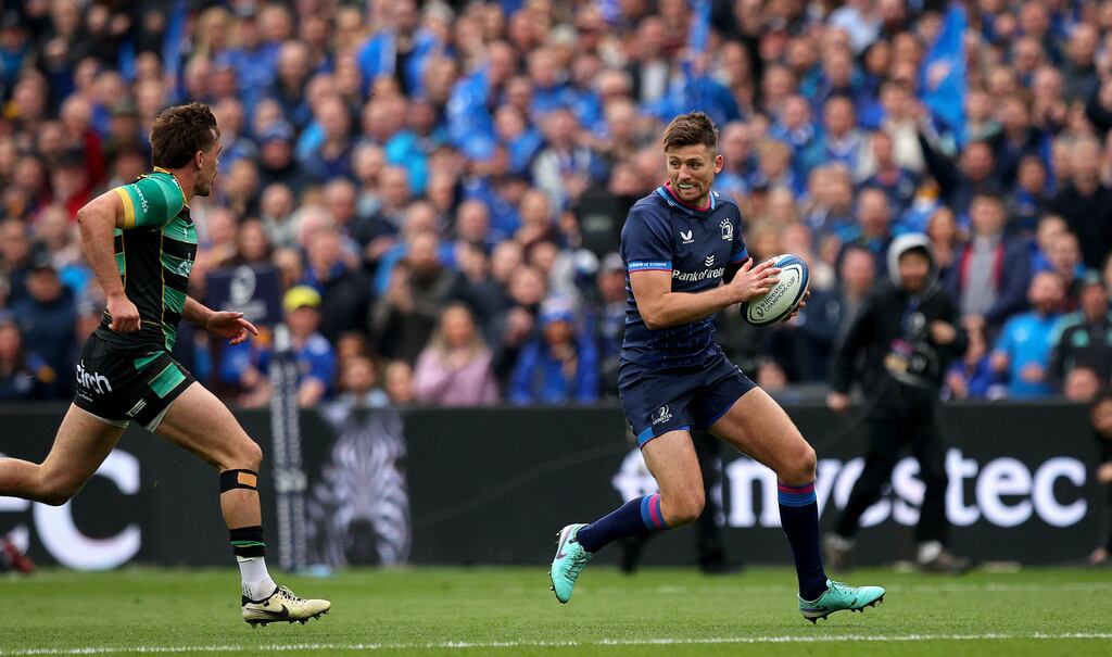 Leinster's Ross Byrne in action against Northampton Saints in the Champions Cup semi-final at Croke Park on May 4th. Photograph: Ryan Byrne/Inpho