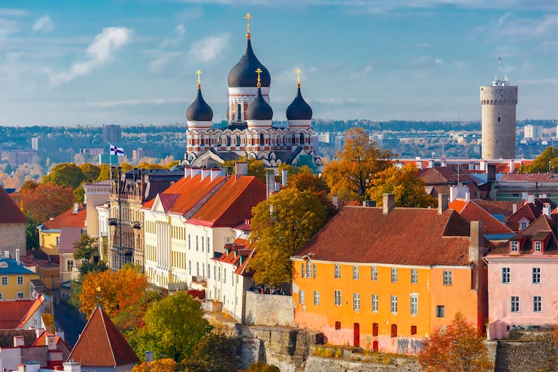 Toompea hill with tower Pikk Hermann and Russian Orthodox Alexander Nevsky Cathedral in Tallinn, Estonia. Photograph: Kavalenkava Volha/Getty Images
