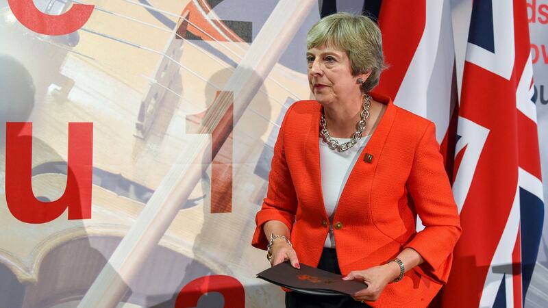 Britain’s prime minister Theresa May leaves after a press conference at the end of the EU Informal Summit of Heads of State or Government at the Mozarteum University in Salzburg, Austria. Photograph: Christof Stache/AFP/Getty Images