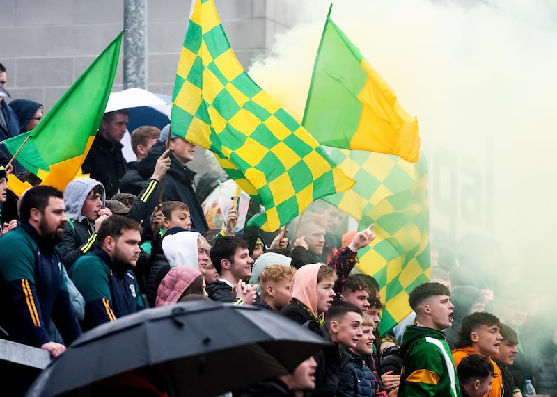 Glenullin supporters during the Derry Senior Club Football Championship final between Slaughtneil and Glen at Celtic Park in October 2022. 
Photograph: Evan Logan/Inpho