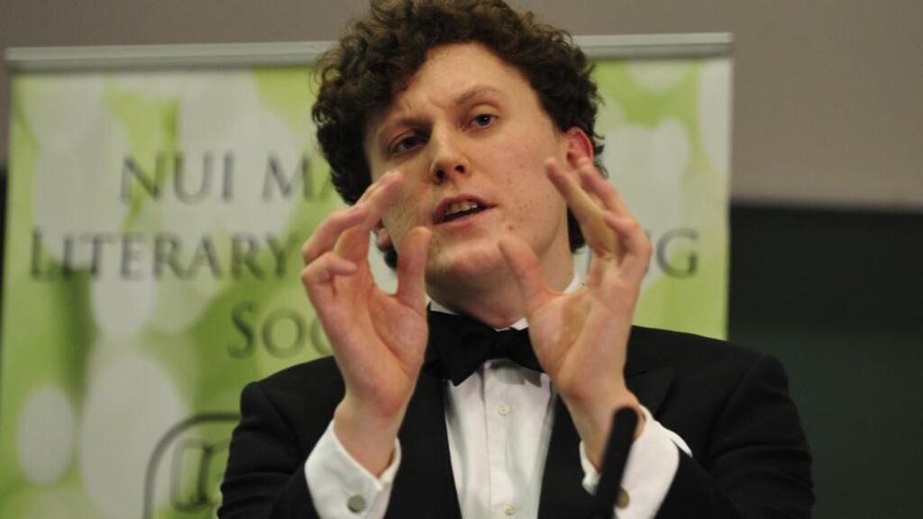 William Dunne of TCD Hist at the 2015 Irish Times Debate final in Maynooth University. Photograph: Aidan Crawley