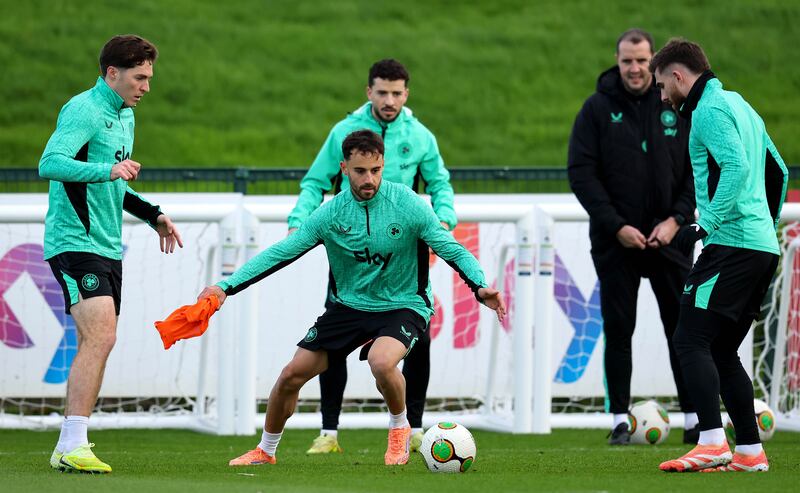 Kevin O’Toole during an Ireland training session at Abbotstown on Monday. Photograph: Ryan Byrne/Inpho