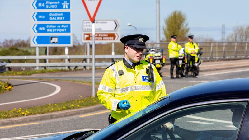 Gardaí conduct a traffic checkpoint on the outskirts of Dublin last week. Photograph: Paul Faith/AFP via Getty Images