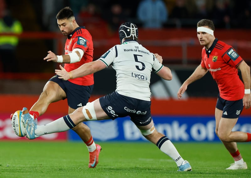 Munster’s Dan Kelly and Darragh Murray of Connacht in Thomond Park in October. Photograph: James Crombie/Inpho