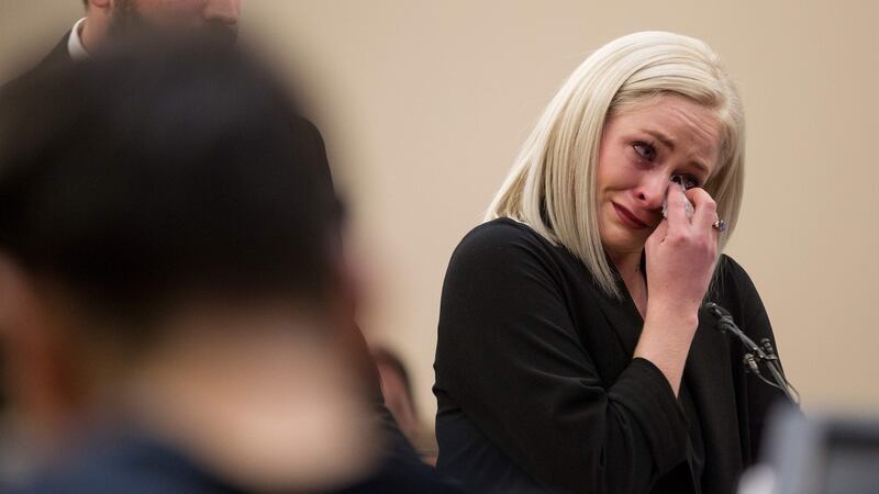 Olivia Cowa, a victim of  Nassar, giving her victim impact statement. Photograph:  Getty Images