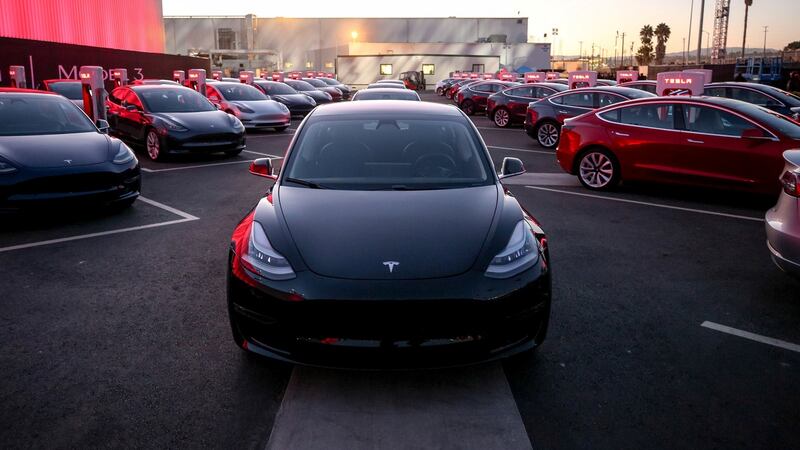Some of the first Tesla Model 3 cars