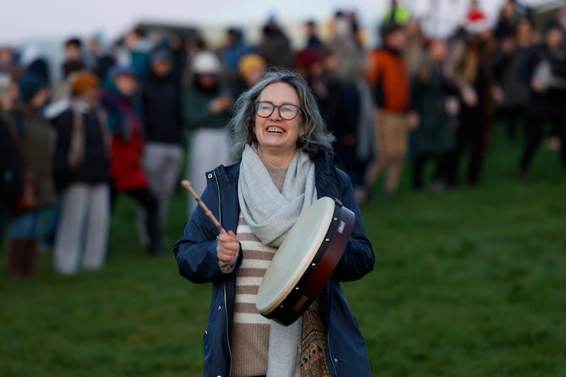 People brought drums to Newgrange to celebrate the winter solstice. Photograph: Nick Bradshaw/ The Irish Times

