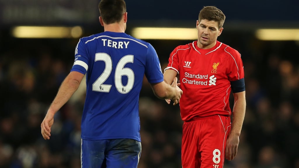 Steven Gerrard and John Terry’s chat on BT Sport almost turned into a counselling session as both consoled each other on their slips which cost their teams trophies. Photo: Getty Images