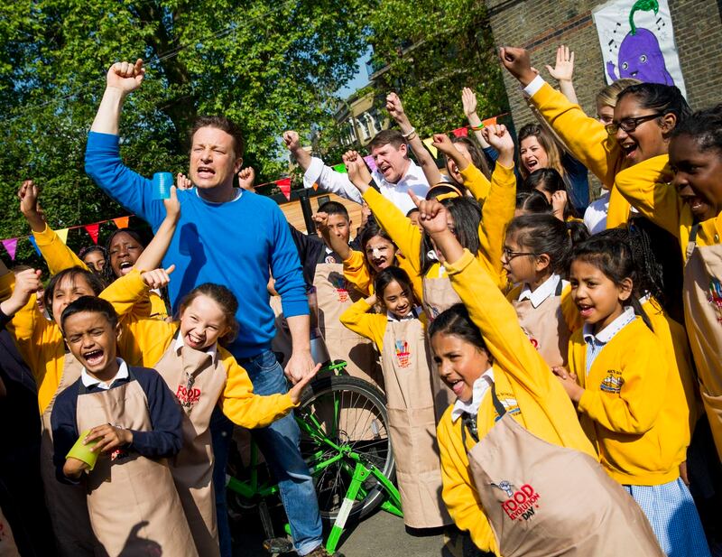 Food revolution: Jamie Oliver has campaigned for healthier school meals. Photograph: Tristan Fewings/Getty