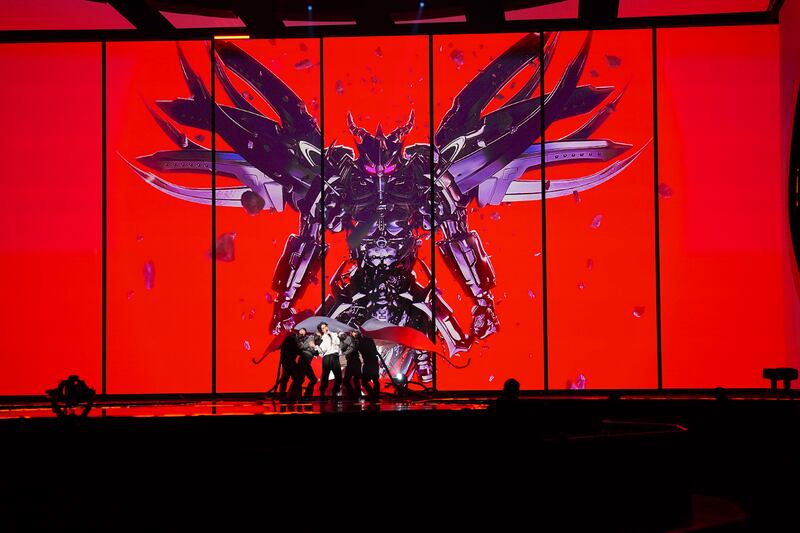 Luke Black, representing Serbia, performs at the Eurovision semi-final dress rehearsal. Photograph: Peter Byrne/PA Wire 