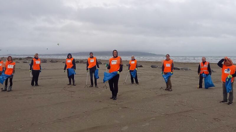 Big Beach Clean volunteers on  Bull Island on Friday morning. Photograph: Agnese Santoro