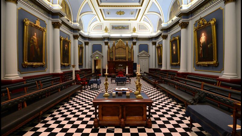The Grand Lodge Room at the Freemason Hall on Molesworth Street,  Dublin 2: part gentlemen’s club and part temple. Photograph: Brenda Fitzsimons
