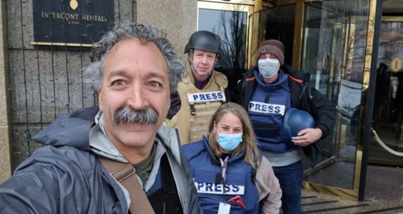 Pierre Zakrzewski with colleagues in Kyiv. Photograph: Fox News via New York Times