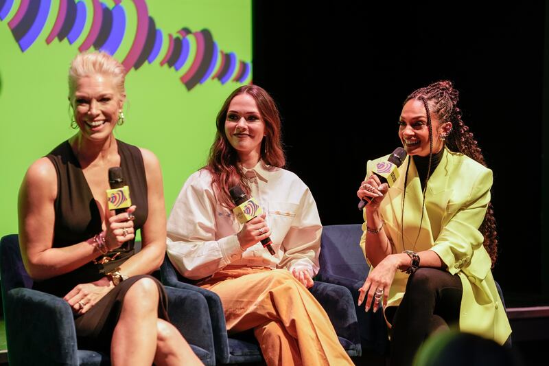 But can they do the Late Late? Eurovision hosts Hannah Waddingham, Julia Sanina and Alesha Dixon. Photograph: James Stack/BBC