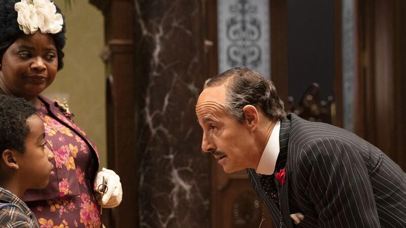 Jahzir Bruno, Stanley Tucci and Octavia Spencer in The Witches. Credit: HBO Max
