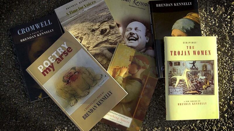 A small selection of books by Brendan Kennelly at  the opening night of the inaugural Brendan Kennelly Summer Festival in Ballylongford, Co Kerry.