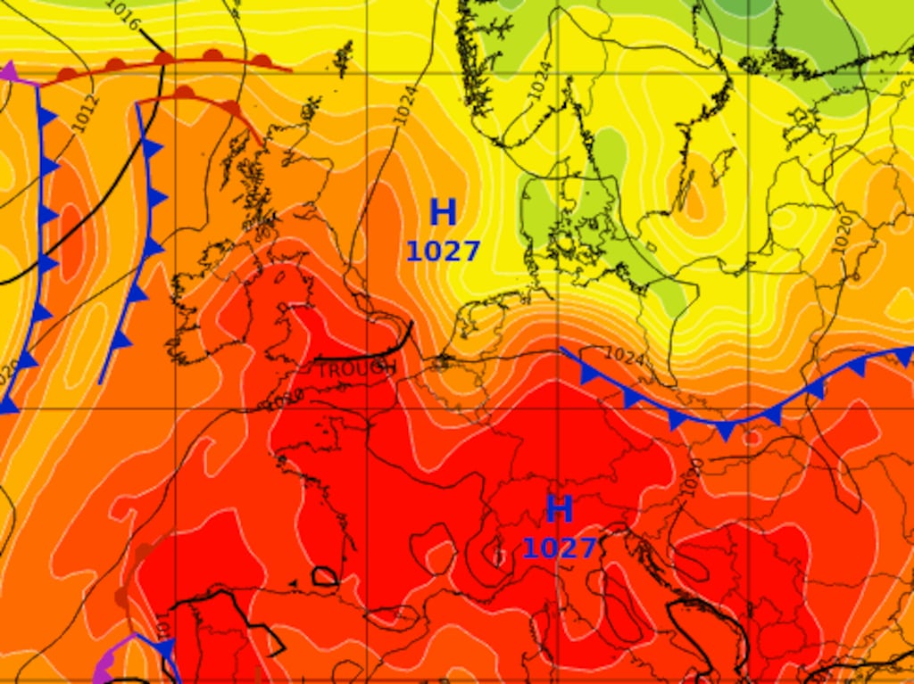 Weather map over Europe. Site: Met Éireann