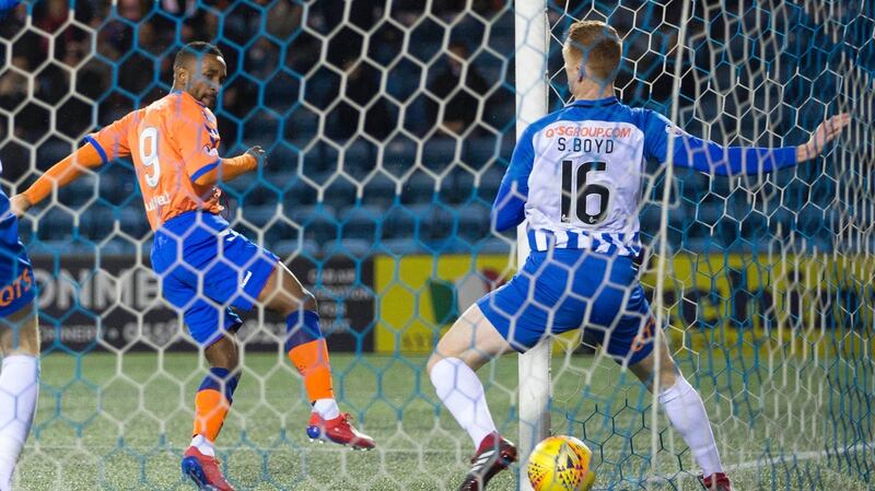 Jermain Defoe opens the scoring in Rangers’ defeat to Kilmarnock. Photograph: Jeff Holmes/PA