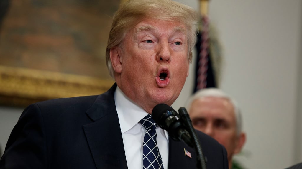 President Donald Trump during an event to honour Dr Martin Luther King jnr in the White House, on Friday. The White House on Friday warned this would be the last time the sanctions on Iran would be waivered. Photograph: Evan Vucci/AP