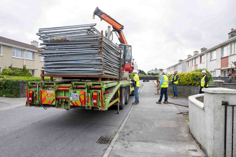 A truck delivers equipment to the site of the former Mother and Baby Home in Tuam, Co Galway, ahead of impending excavation works. 
 Photograph: Andrew Downes/xposure