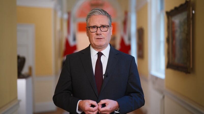 UK prime minister Keir Starmer issues a statement from Downing Street on Sunday confirming the UK will recognise a Palestinian state. Photograph: 10 Downing Street/PA
