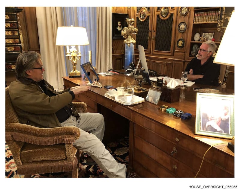 Donald Trump's former strategist Steve Bannon with Jeffrey Epstein. Photograph: House Committee On Oversight and Government Reform