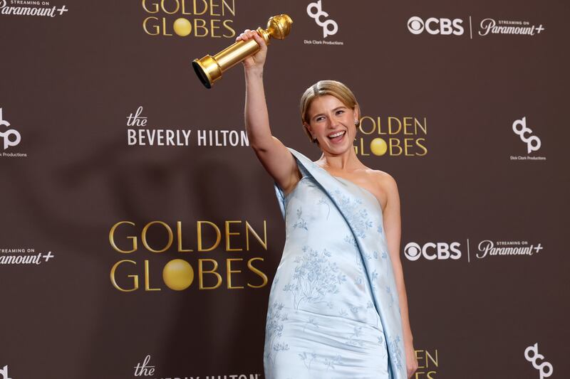Jessie Buckley after winning the Golden Globe for best female actor. Photograph: Frazer Harrison/WireImage