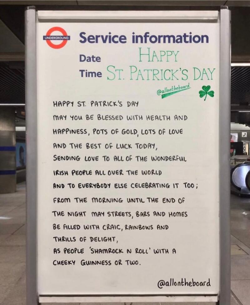 Billboard on the London Underground to celebrate the day that's in it.
