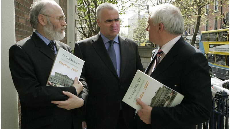 The then taoiseach Bertie Ahern (right) and Dermot Bolger (left) at the launch of   Noel Whelan’s book, The Tallyman’s Campaign Handbook Election 2007. Photograph: The Irish Times