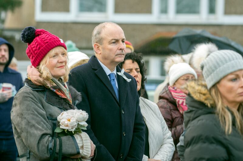 The Tánaiste, Micheál Martin, at a vigil in memory of Bruna Fonseca at the Lough in Cork on Sunday. Photograph: Michael Mac Sweeney/Provision