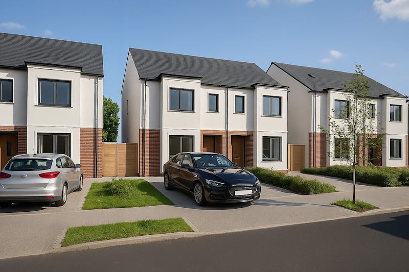 A computer-generated image of the semidetached houses