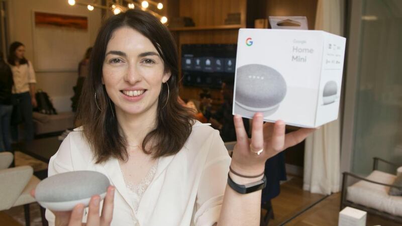 Tríona Butler, Google Home’s Irish-born user experience designer, with the company’s smart speaker. Photograph: Colm Mahady/Fennells