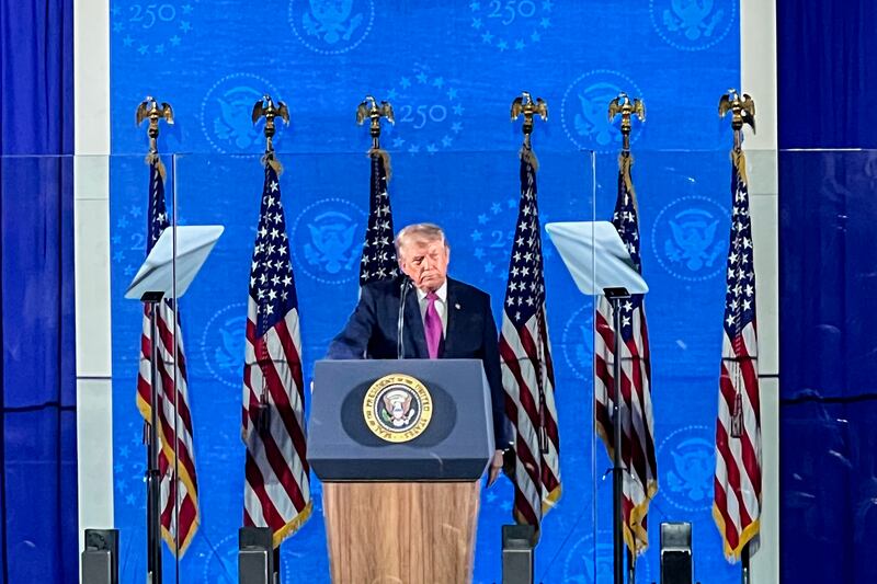 US president Donald Trump speaks during an event at Mount Rushmore National Memorial in Keystone, South Dakota, on Friday, July 3, 2026. Photograph: Jesse Brown Nelson/Bloomberg