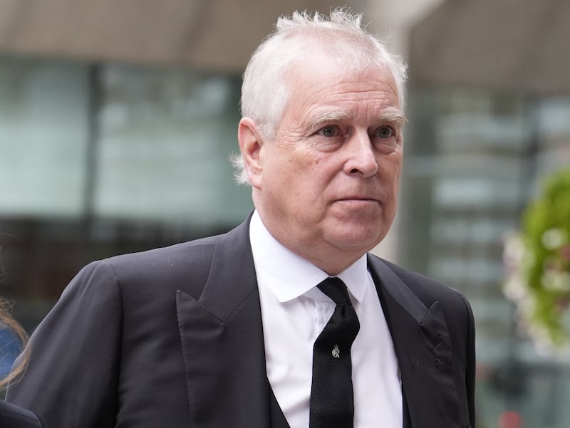 Prince Andrew arriving for the Requiem Mass service for the Duchess of Kent, at Westminster Cathedral, central London last September. Photograph: Jordan Pettitt/PA Wire


